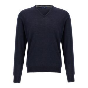 Barba Napoli Blue Wool Men's Cardigan
